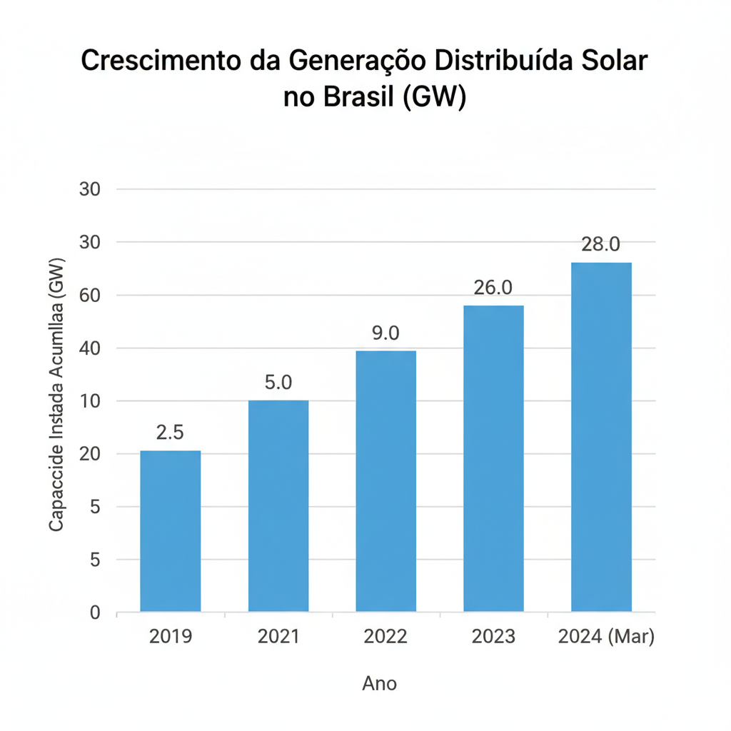 Crescimento da Geração Distribuída Solar no Brasil (GW)