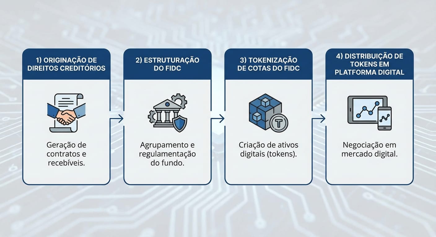 Diagrama do processo de tokenização de um FIDC