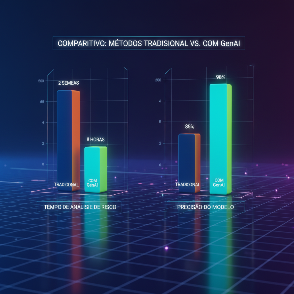 Gráfico comparativo de análise de risco Tradicional vs. GenAI