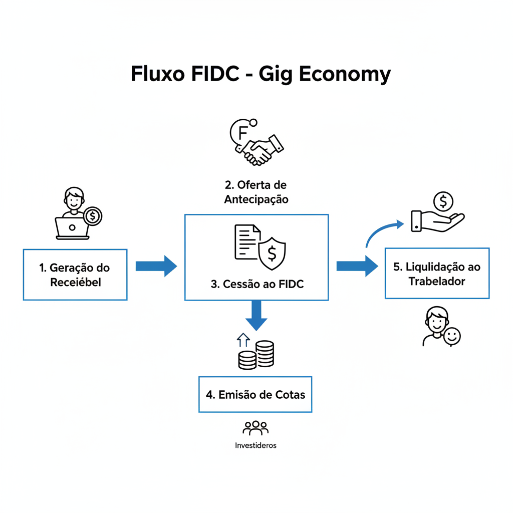 Diagrama de fluxo do funcionamento do FIDC para a Gig Economy