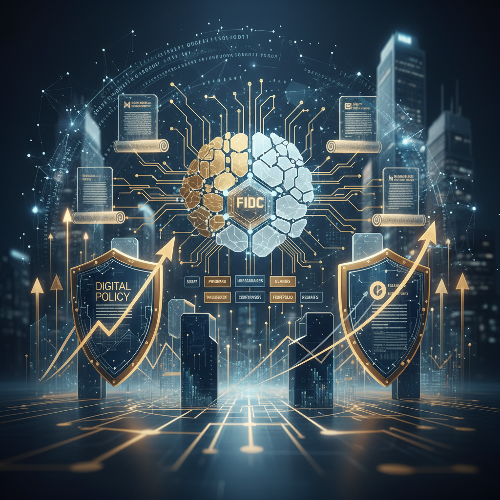 Fusão do mercado de seguros com o mercado de capitais, simbolizando a securitização via FIDC-Insurtech.