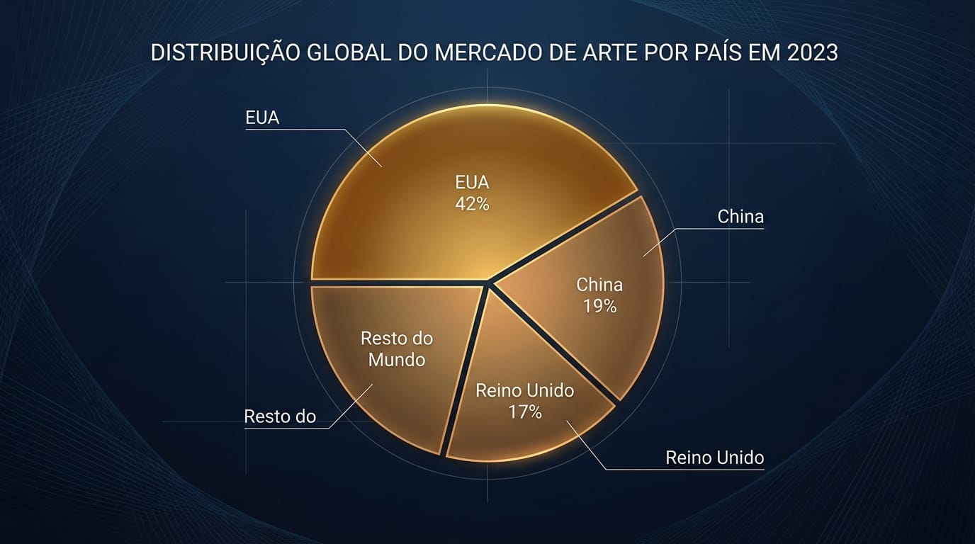 Distribuição do Mercado Global de Arte por País em 2023