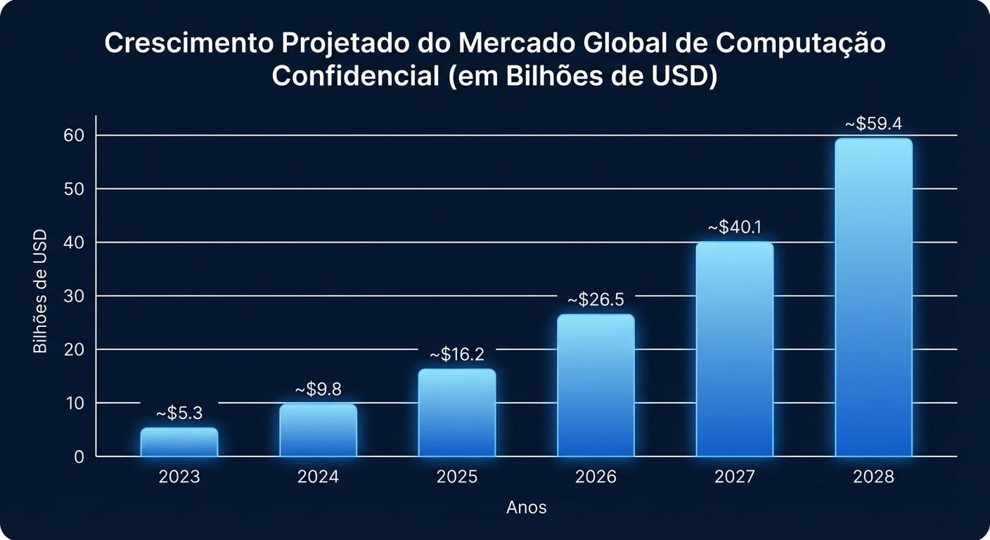 Gráfico de crescimento do mercado de Computação Confidencial