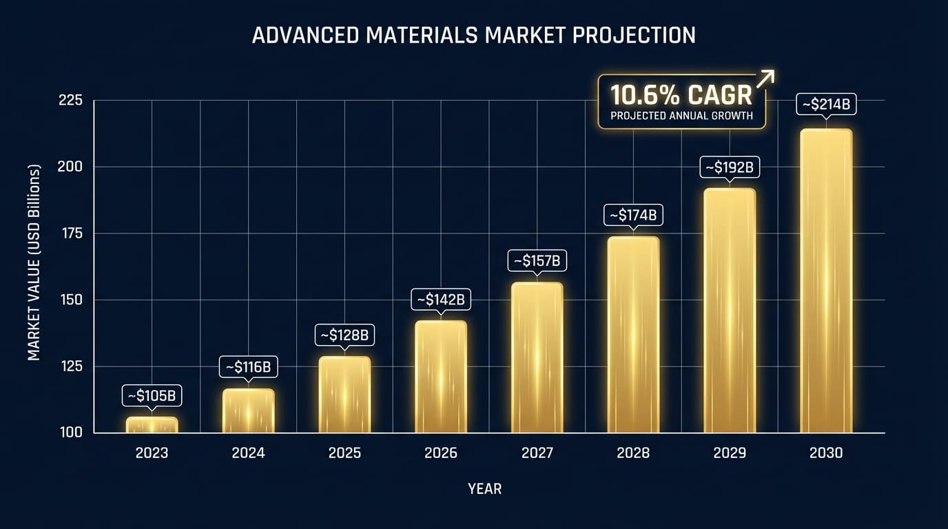 Gráfico de Crescimento do Mercado de Materiais Avançados