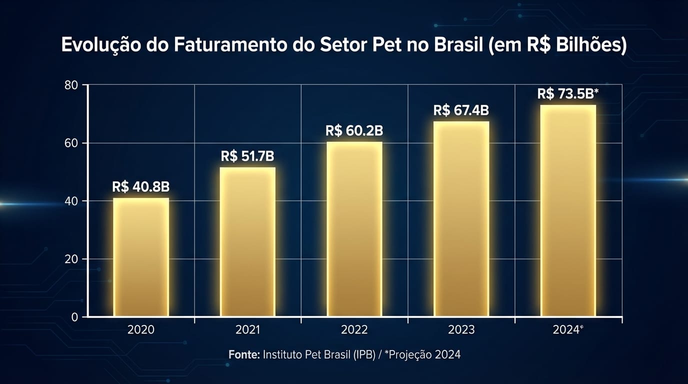 Gráfico de crescimento do faturamento do setor pet no Brasil