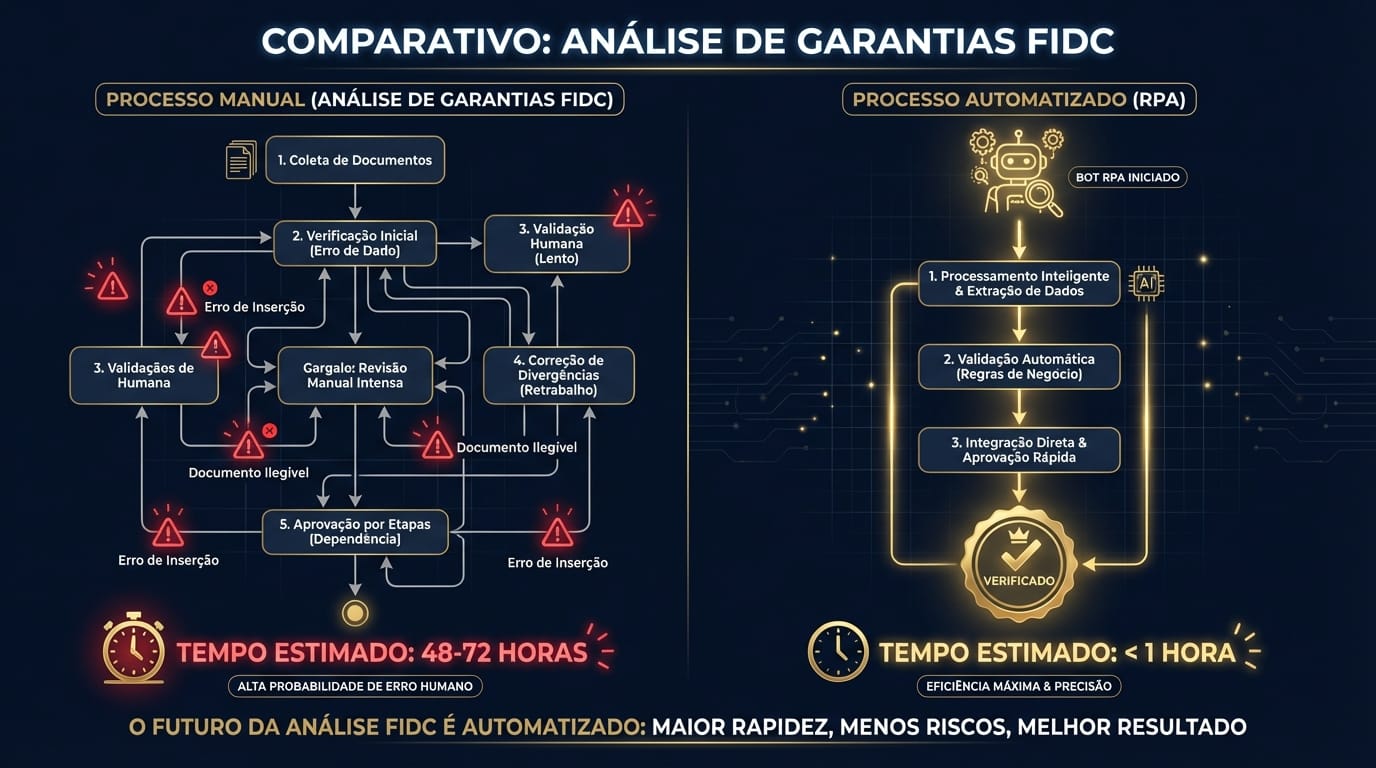 Fluxograma Comparativo: Análise Manual vs. RPA
