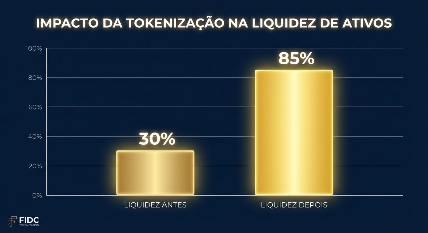 Gráfico comparativo mostrando o aumento da liquidez após a tokenização