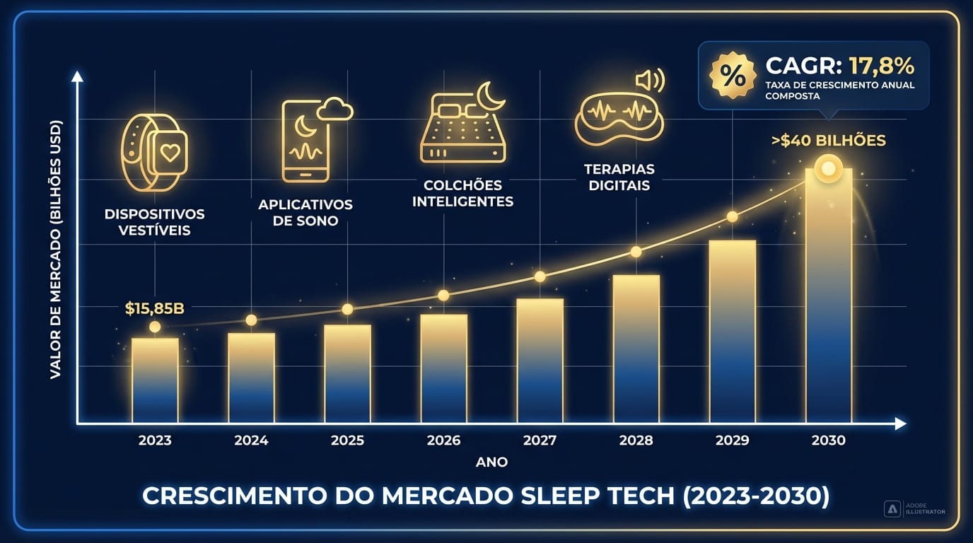 Infográfico do Crescimento do Mercado de Sleep Tech