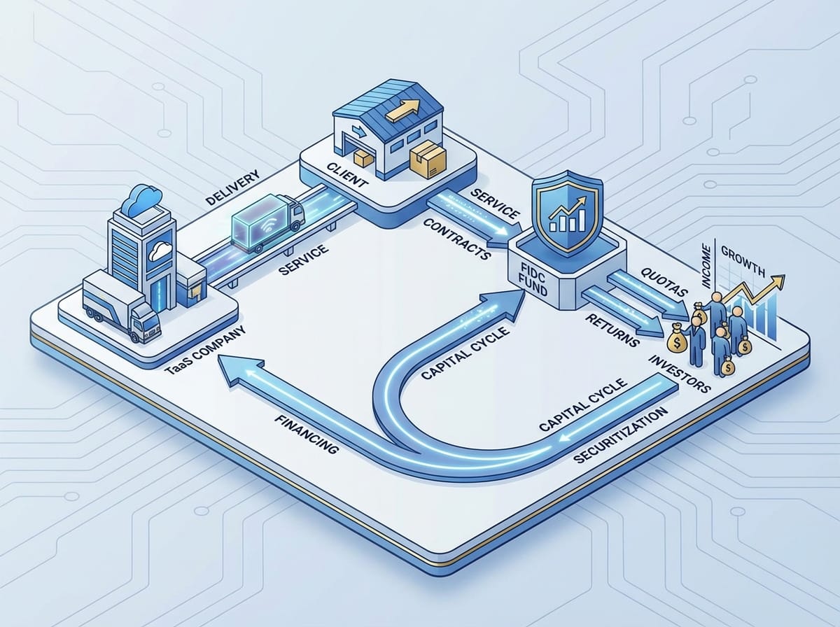 Infográfico do modelo de negócio 'Truck-as-a-Service' (TaaS) financiado por FIDC