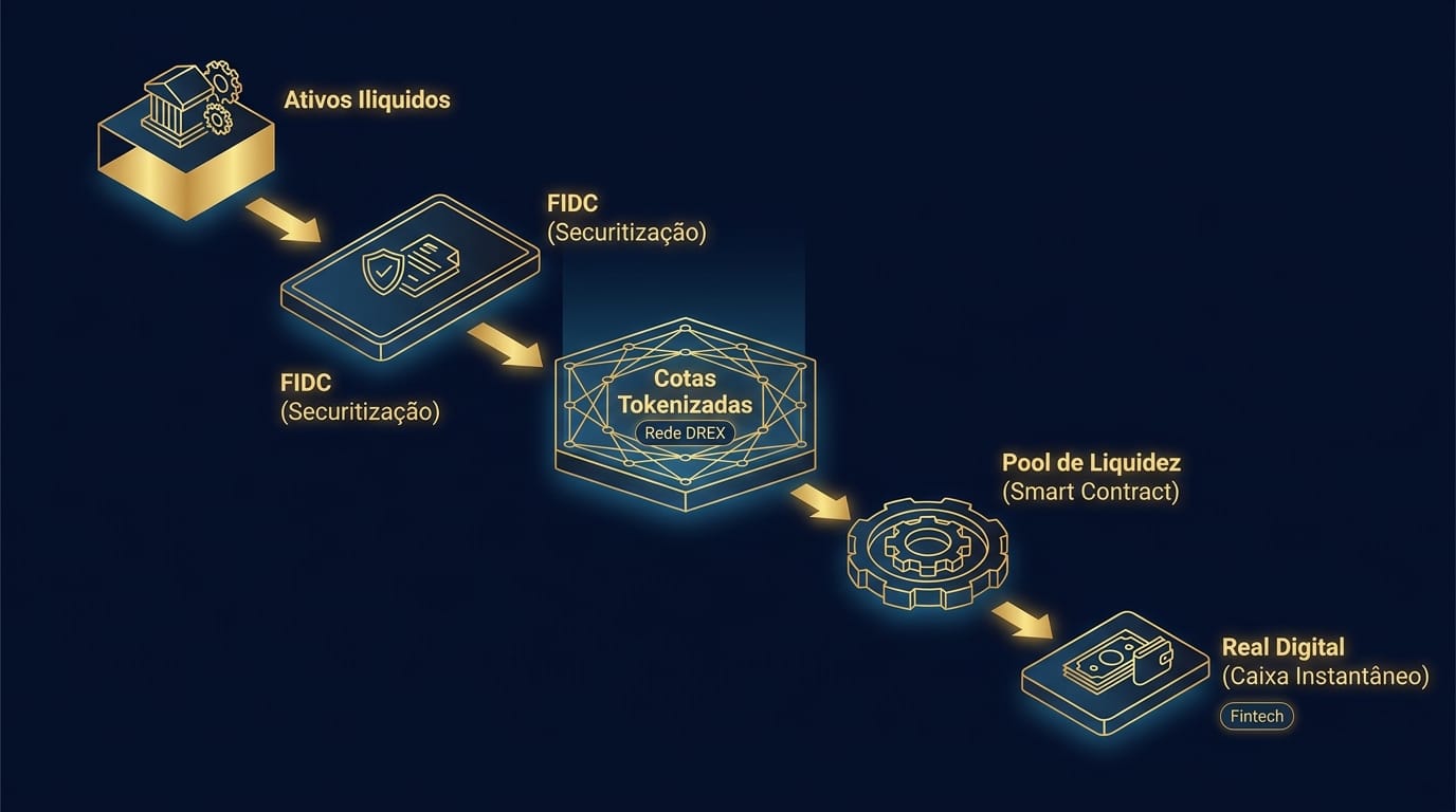 Diagrama de fluxo da arquitetura LaaS com FIDC e DREX