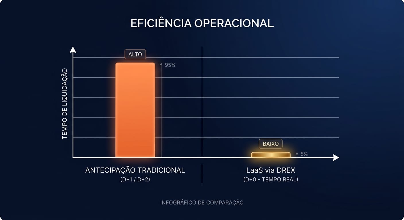 Gráfico comparativo de eficiência operacional: Tradicional vs. LaaS