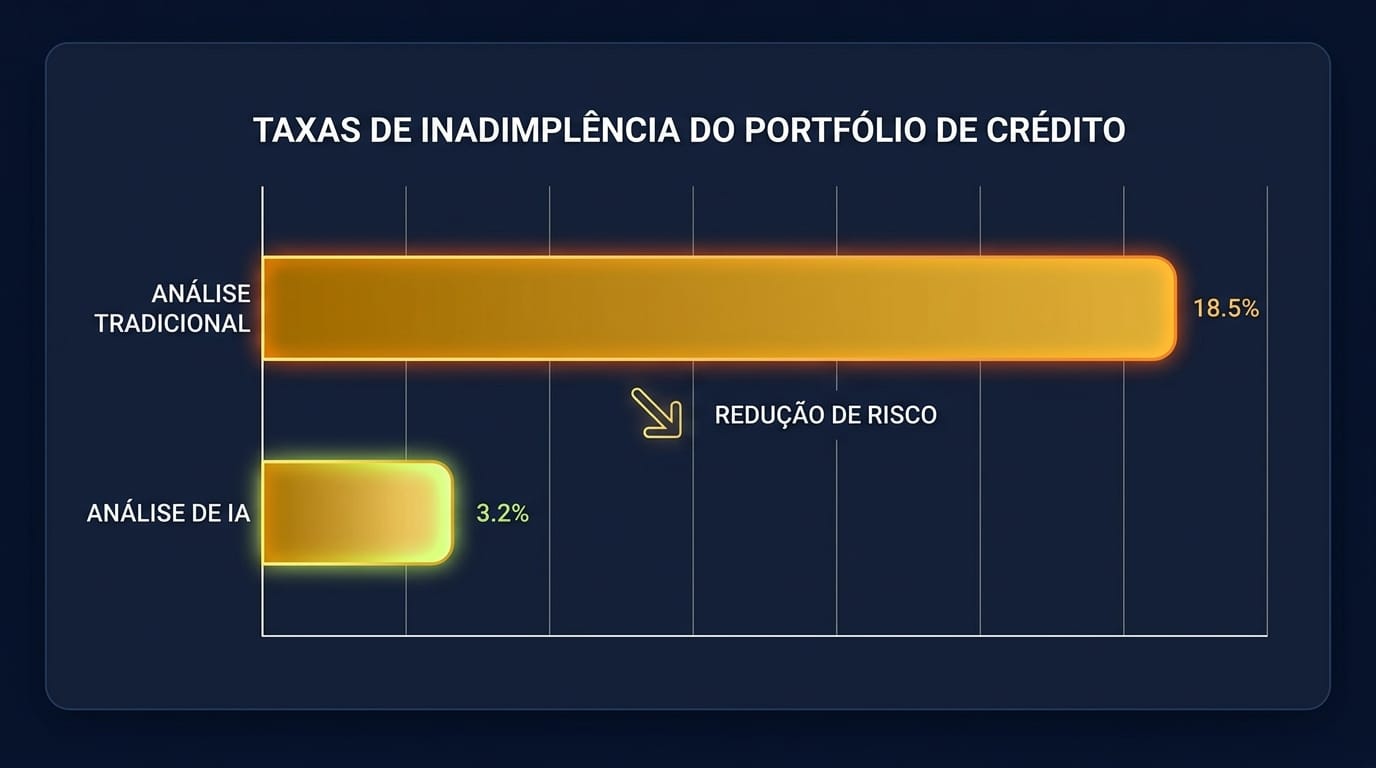 Gráfico comparando a taxa de inadimplência entre análise de crédito tradicional e análise com IA.