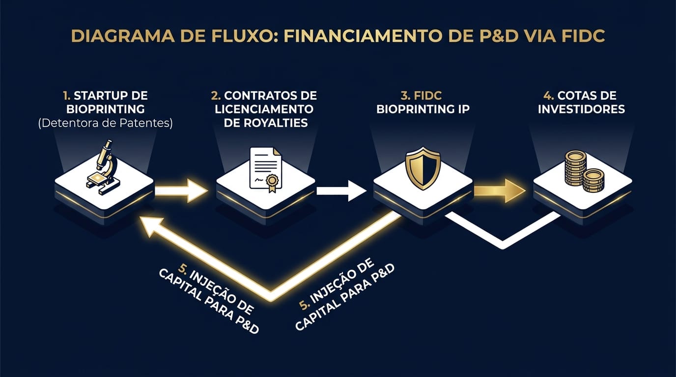 Diagrama de Financiamento de P&D em Bioimpressão via FIDC