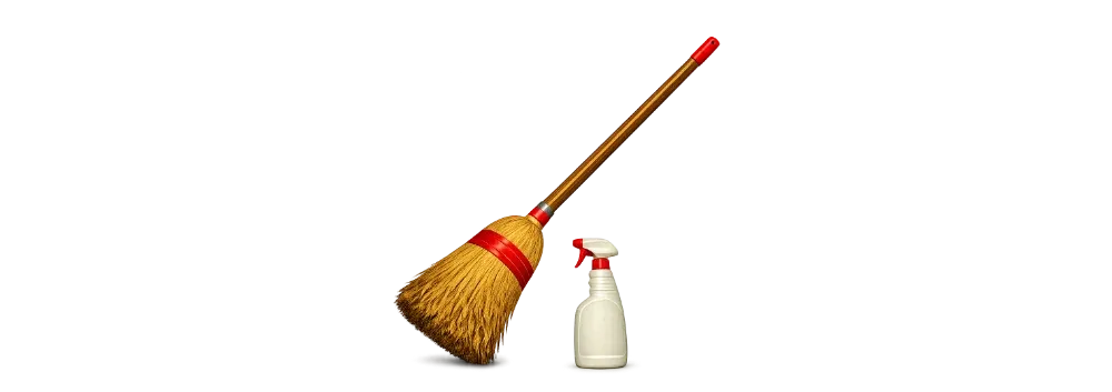 an image of a broom and spray bottle