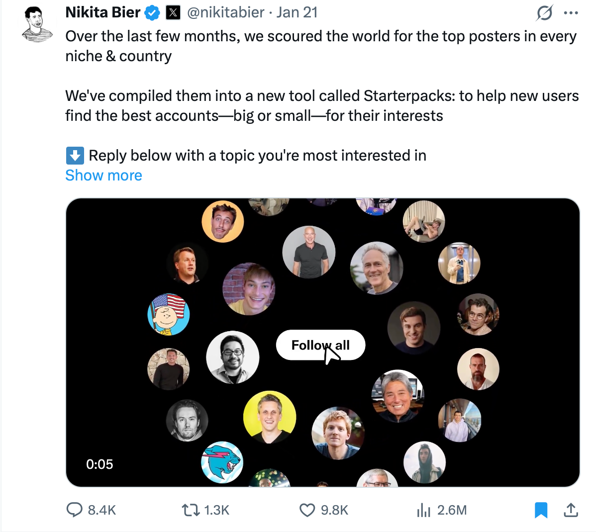 Starterpacks announced on X