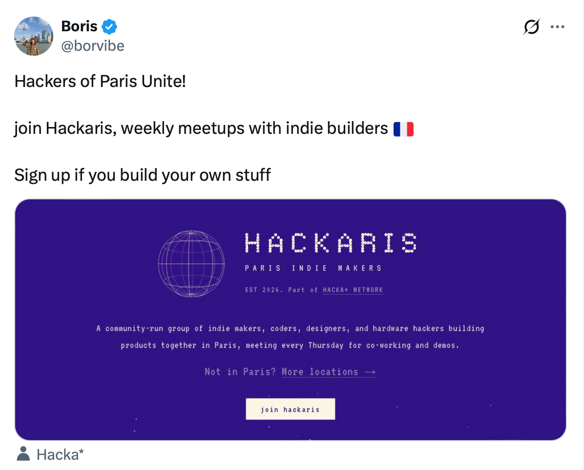 X post about Paris meetup