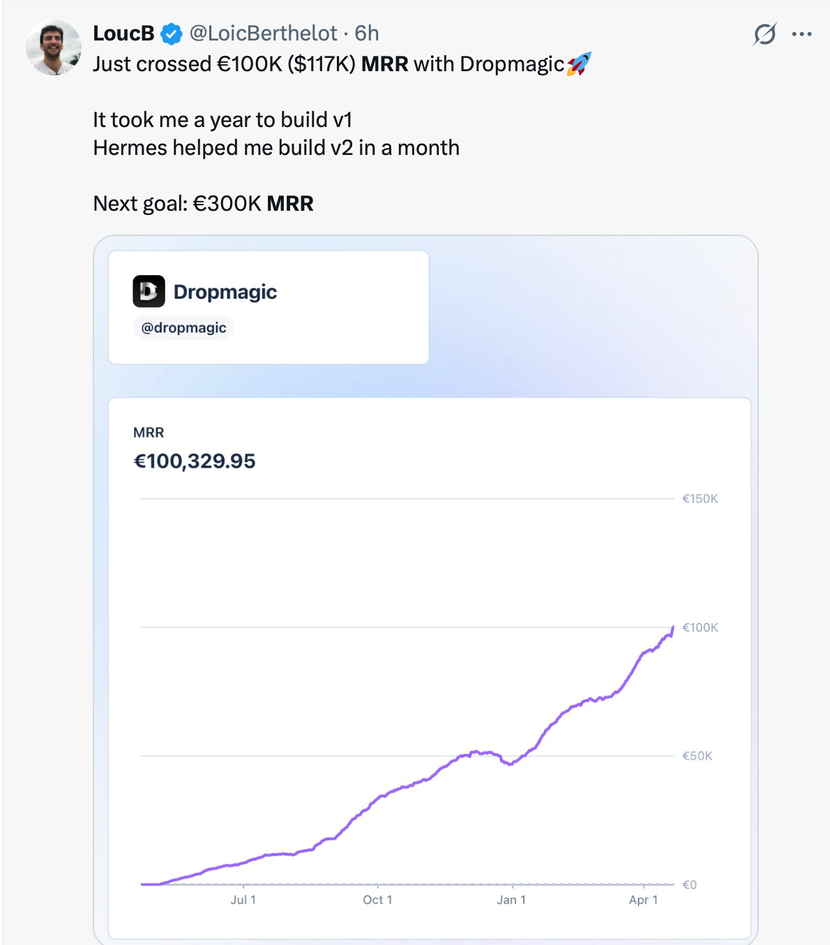 X post about Dropmagic