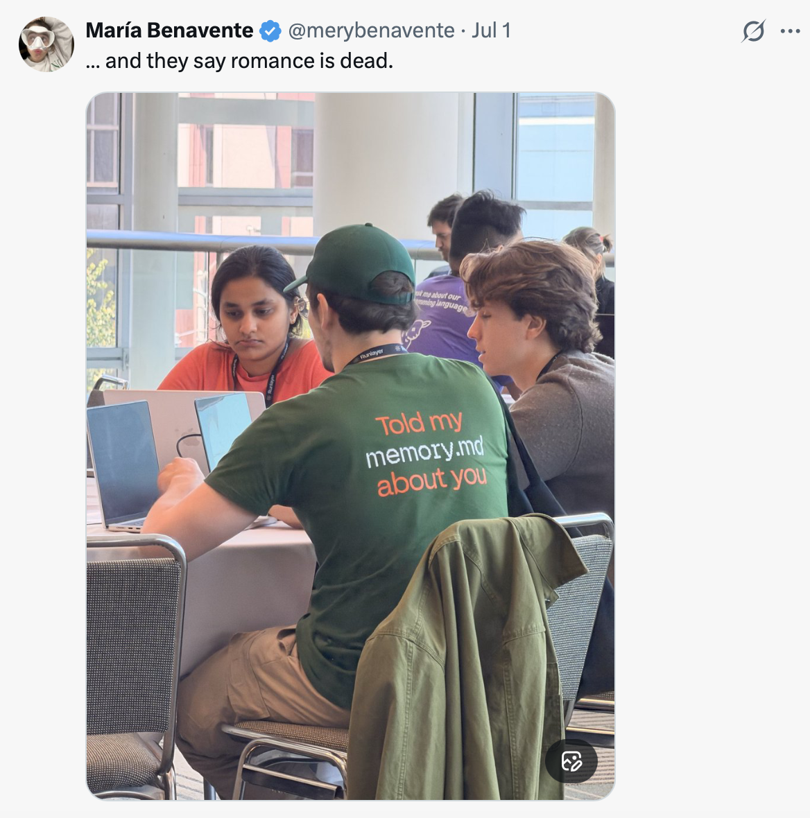X post about memory.md t shirt
