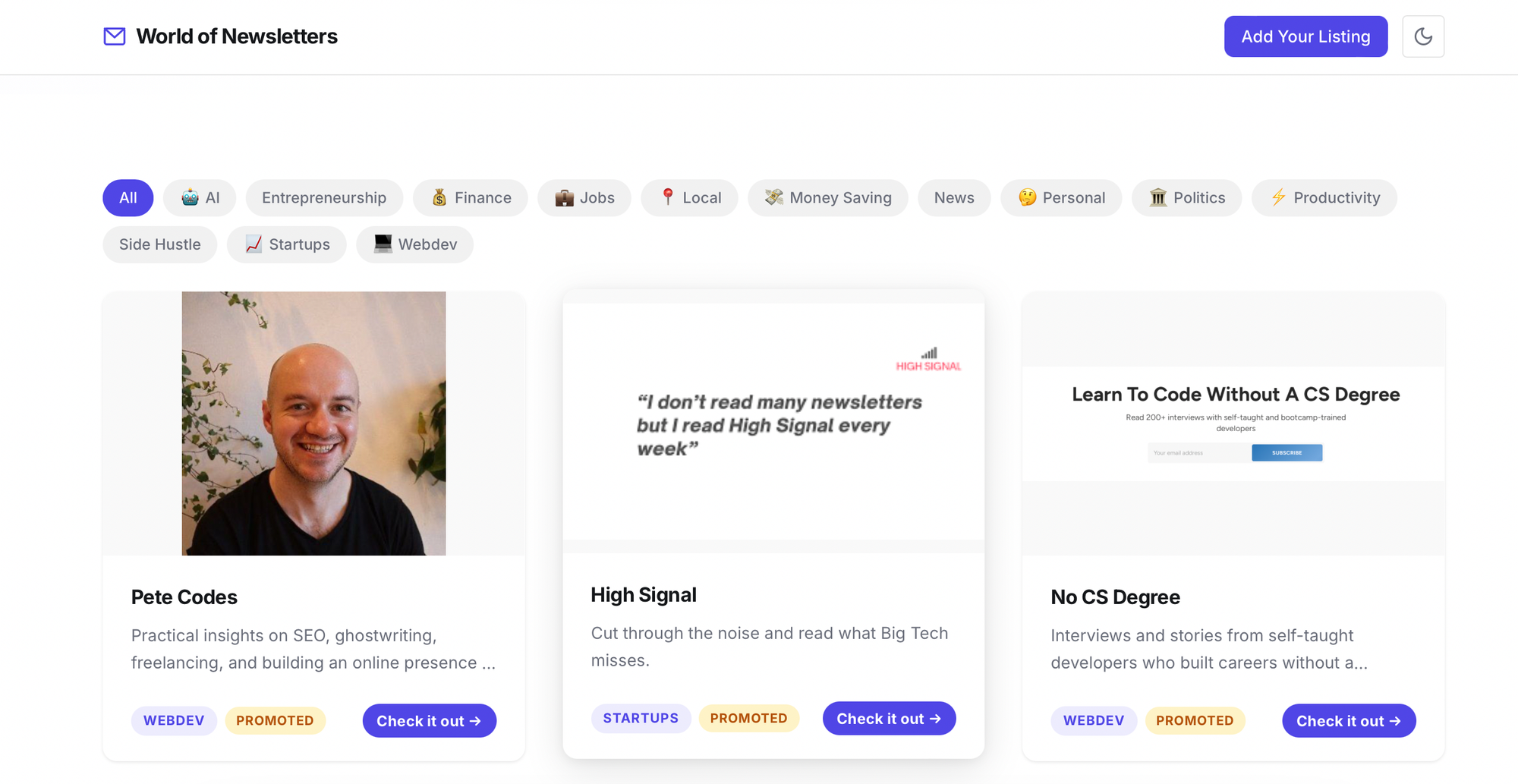 Directory of newsletters