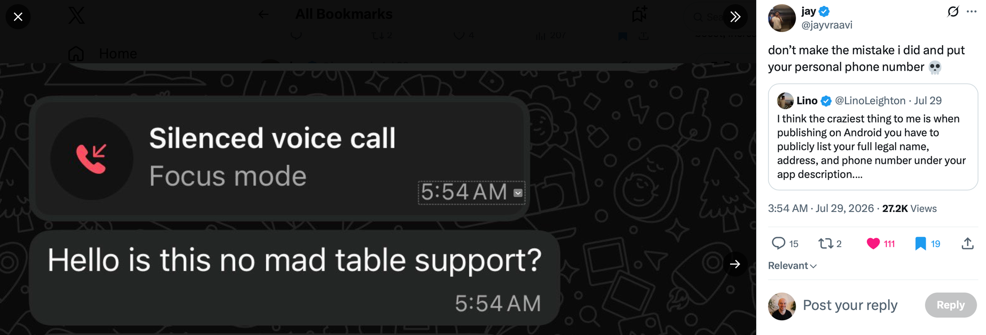 x post about nomad table customer calls