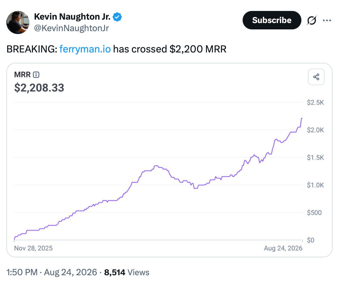 X post about ferryman revenue