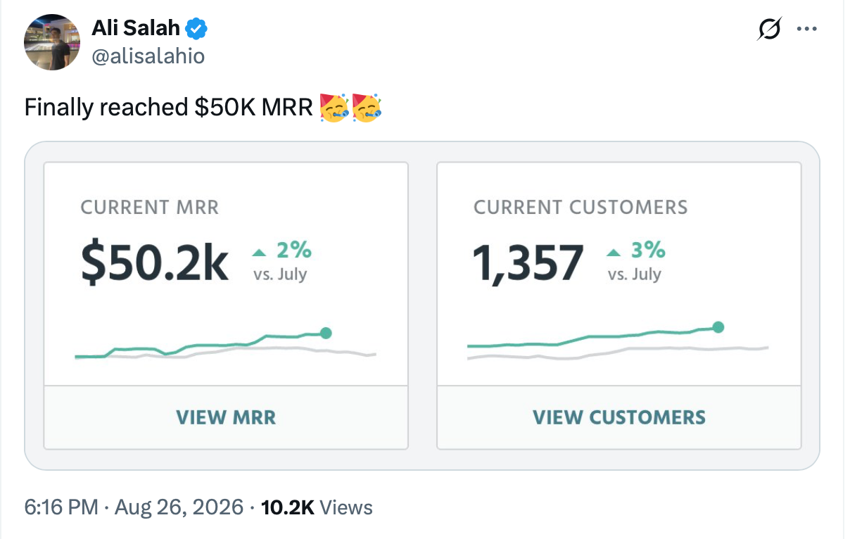 X post about instates making $50k MRR