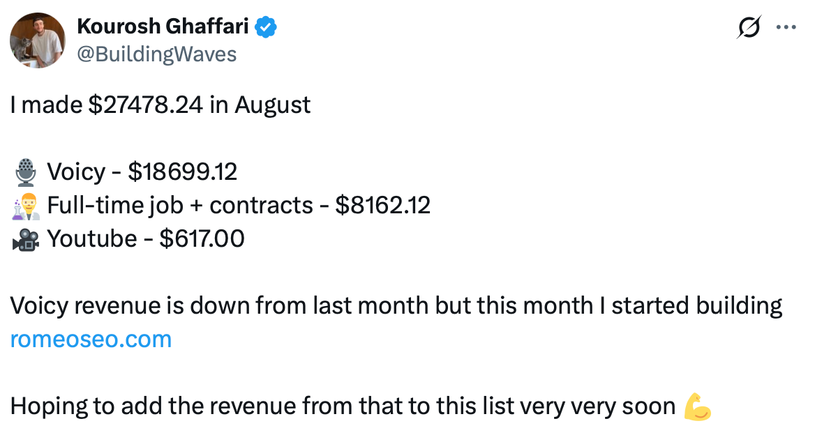 x post about voicy revenue
