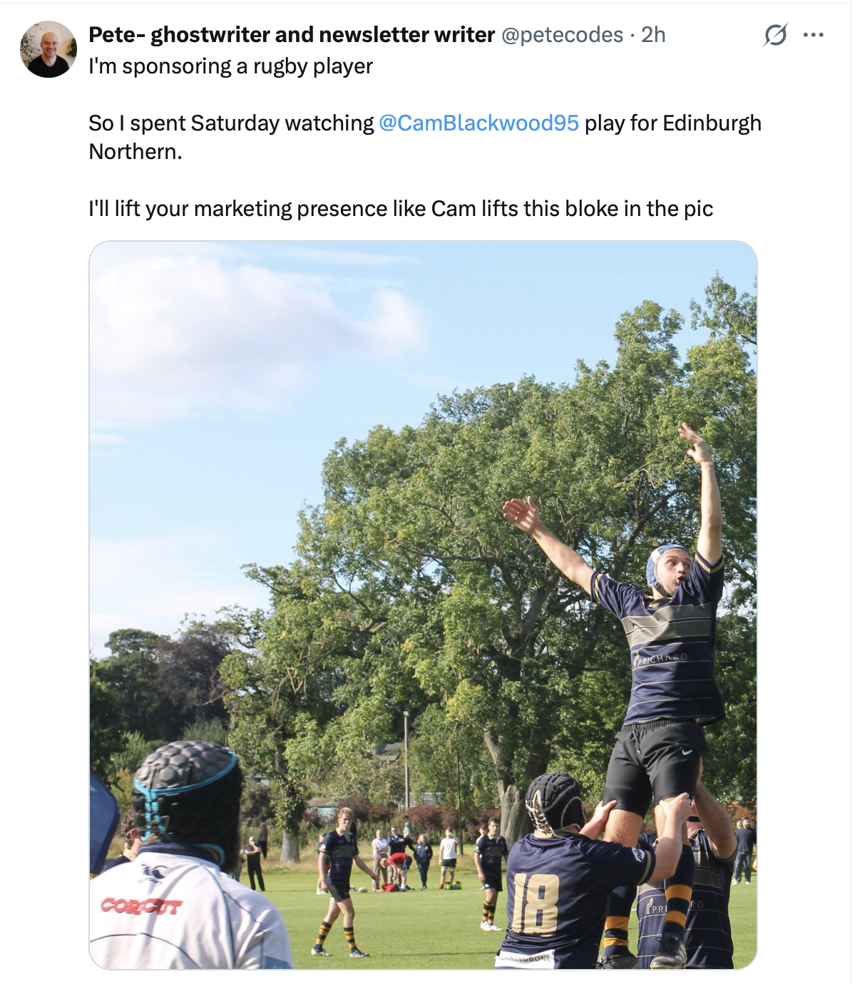 X post about rugby
