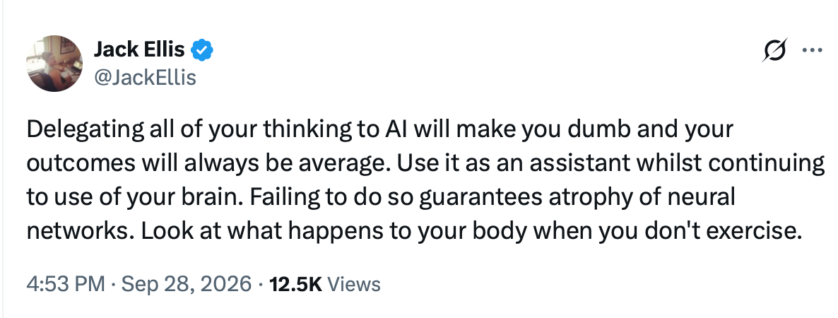 x post about not delegating ideas to AI