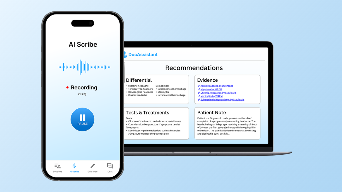 DocAssistant is and AI scribe built for emergency medicine and acute care workflows