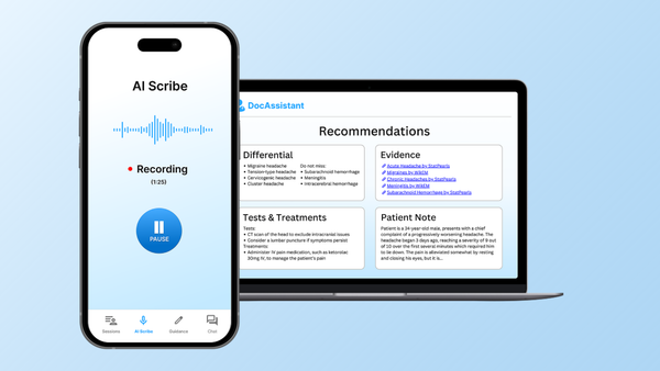 DocAssistant is and AI scribe built for emergency medicine and acute care workflows