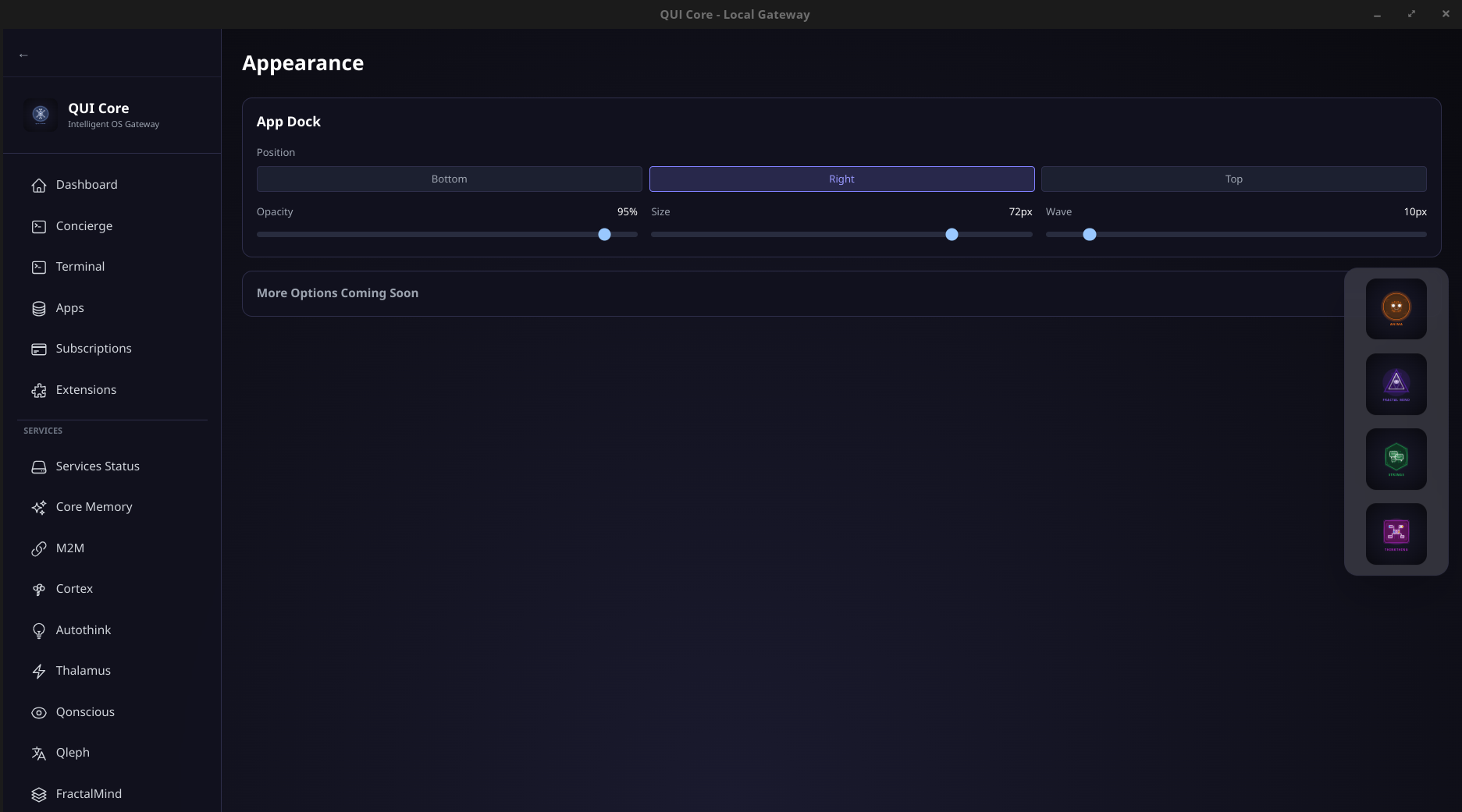 Appearance settings
