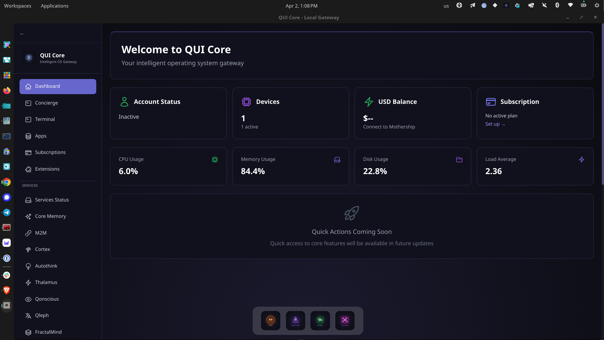 QUI Core Dashboard