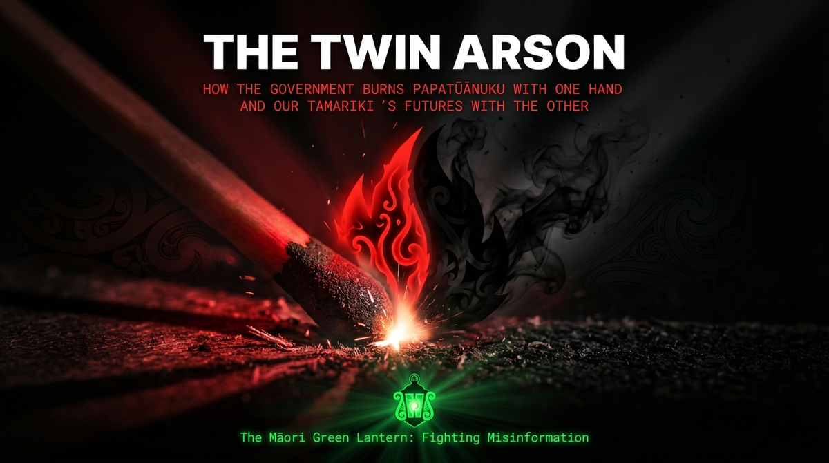 "THE TWIN ARSON: How Luxon's Government Burns Papatūānuku With One Hand and Our Tamariki's Futures With the Other" - 10 February 2026