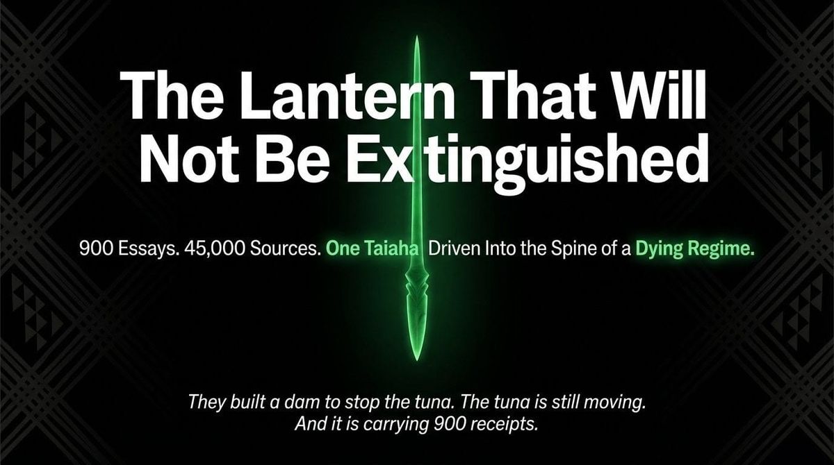 "THE LANTERN THAT WILL NOT BE EXTINGUISHED: Nine Hundred Essays, 45,000 Sources, One Taiaha Driven Into the Spine of a Dying Regime" - 14 April 2026