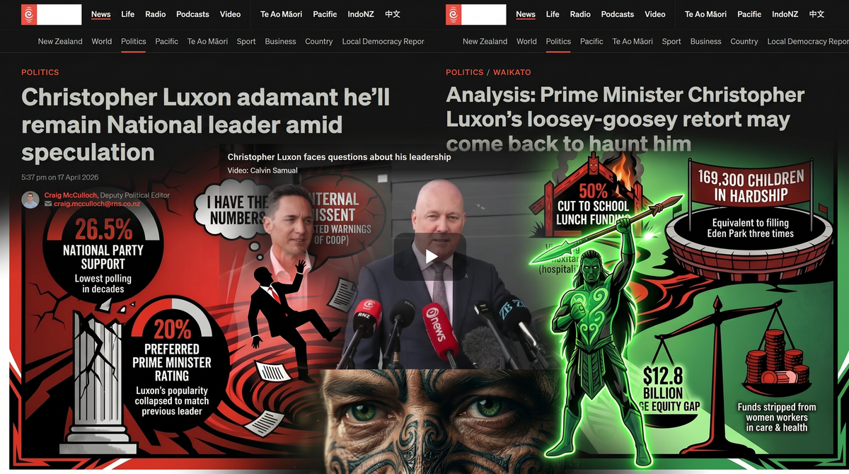 "THE TRAPDOOR PRIME MINISTER: How a Hollow CEO Sold Aotearoa a Snake, Called It a Kiwi, and Watched the Floor Give Way Beneath Him" - 18 April 2026