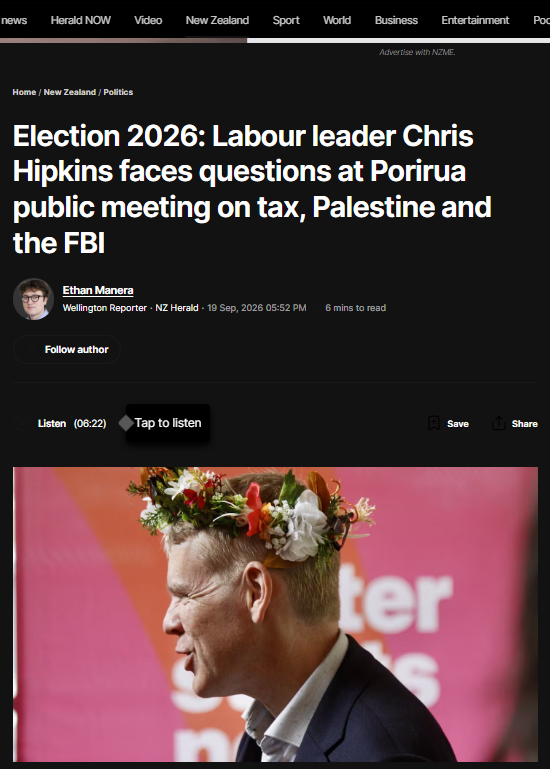 "The Tax That Taxes Nobody: How Chris Hipkins Built A Capital Gains Con To Protect Wealth He Once Swore To Touch" - 20 September 2026
