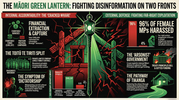 "Kiri Tamihere-Waititi Fallout - The Taiaha and the Parasite: How White Supremacy Hijacks Māori Accountability While a Neoliberal Government Feasts on the Chaos" - 18 February 2026