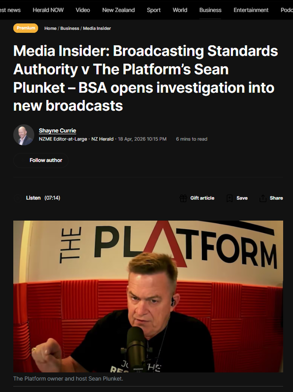 "🔥 THE COCKROACH IN THE CONSTITUTION: How Sean Plunket, The Platform, and a White Supremacist Neoliberal Government Turned a Racism Complaint Into a Power Grab — And Why They Must Not Win" - 19 April 2026