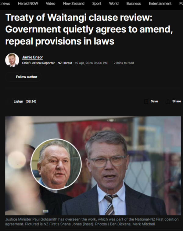 "THE GRAVE ROBBERS IN SUITS: How Paul Goldsmith Buried the Treaty Principles Bill — Then Dug Its Grave Under a Different Name" - 19 April 2026