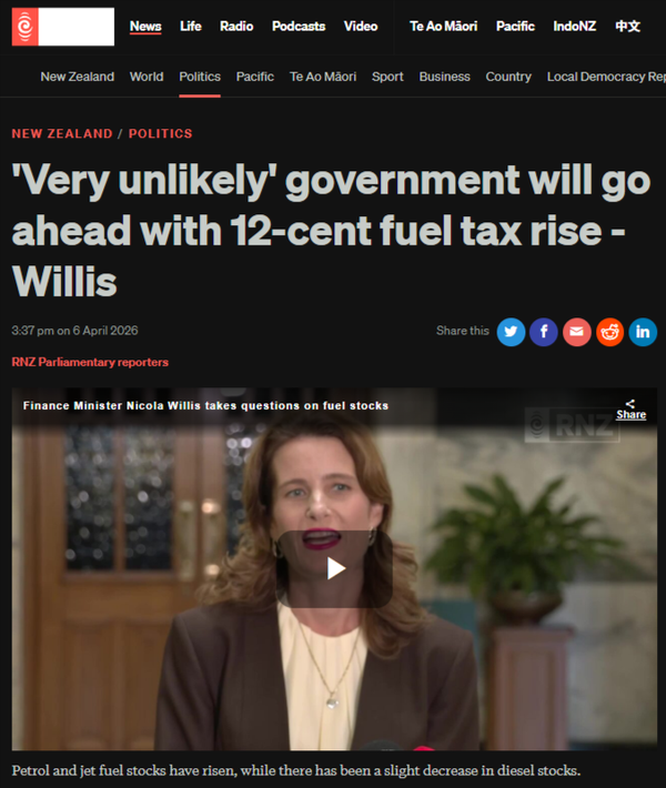 "THE FUEL TAX SHUFFLE: How Luxon and Willis Played Both Sides of the Pump While Māori Whānau Paid the Price" - 7 April 2026