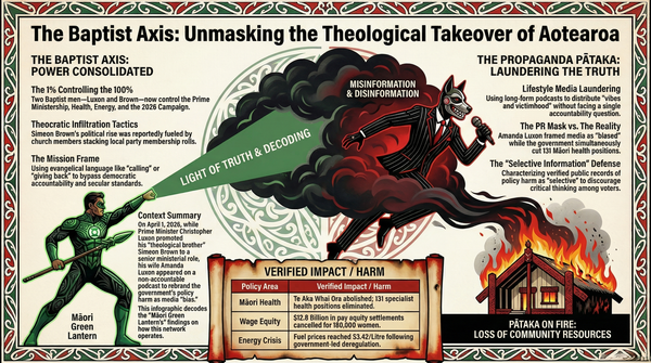 "The Genealogy of Simeon Brown: How a Man Born on Māori Land, Backed by a Baptist Network, and Rewarded by a Threatened Prime Minister Became the Most Dangerous Operative in Aotearoa" - 5 April 2026