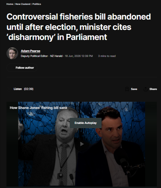 "Shane Jones, Corporate Thief in a Taiaha Costume" - 21 June 2026