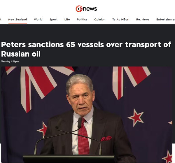 “When Your Government Sanctions Ships While Insuring the Fleet: Winston Peters’ Russian Oil Theatre” - 31 October 2025