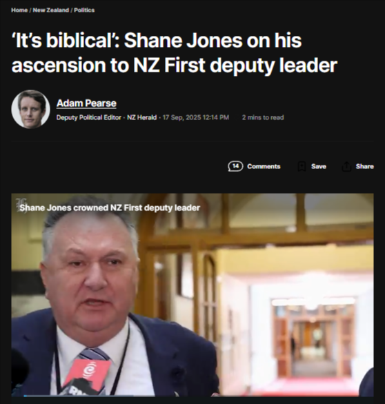 “Biblical Promotion of Moral Bankruptcy: How Shane Jones Became NZ First Deputy Leader Despite Taxpayer-Funded Pornography Scandal” - 18 September 2025