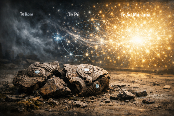 “The Esoteric Architecture of Resistance: How Te Kore, Te Pō, and Te Ao Mārama Dismantle Neoliberal Consciousness — A Spinoza Comparison & The Māori Green Lantern’s Daily Mahi Against Disinformation” 