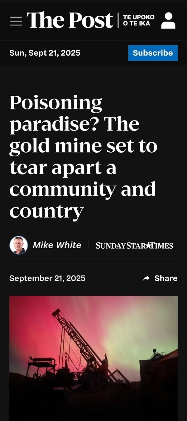“Poisoning Paradise: How Winston Peters and Shane Jones Sold Out Aotearoa for Mining Money” - 21 September 2025