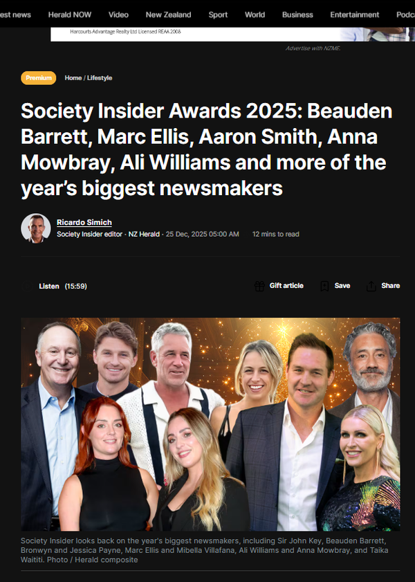 “TE PŌ HARARA: THE SOCIETY INSIDER AWARDS ARE A TOXIC SPILL” - 25 December 2025