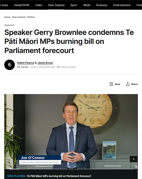 “The Arrogant Hypocrisy of Gerry Brownlee and the Coalition’s Latest Legislative Raupatu” - 22 October 2025