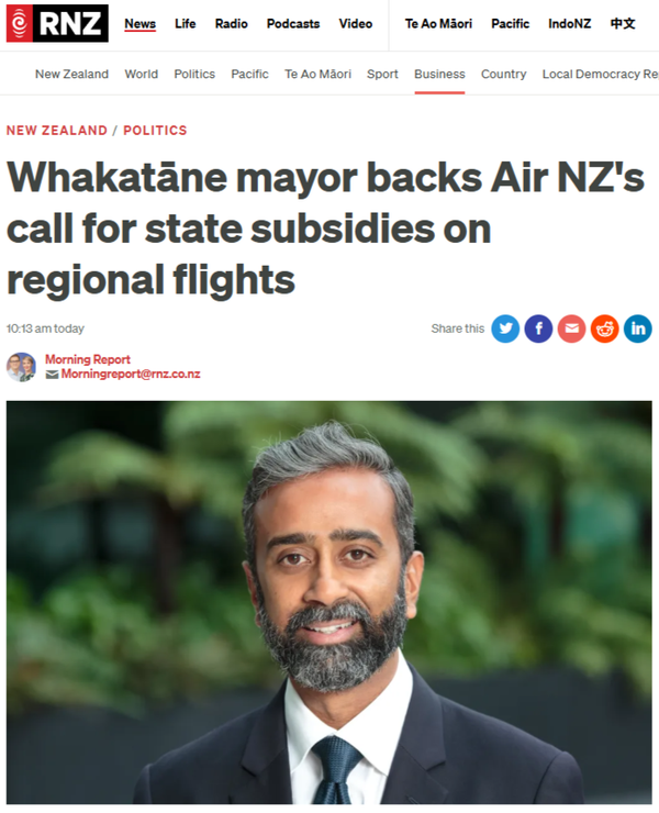 "Captured by Kindness: How Whakatāne’s Mayor Is Being Used to Legitimize Air New Zealand’s Corporate Welfare Grab" - 24 October 2025